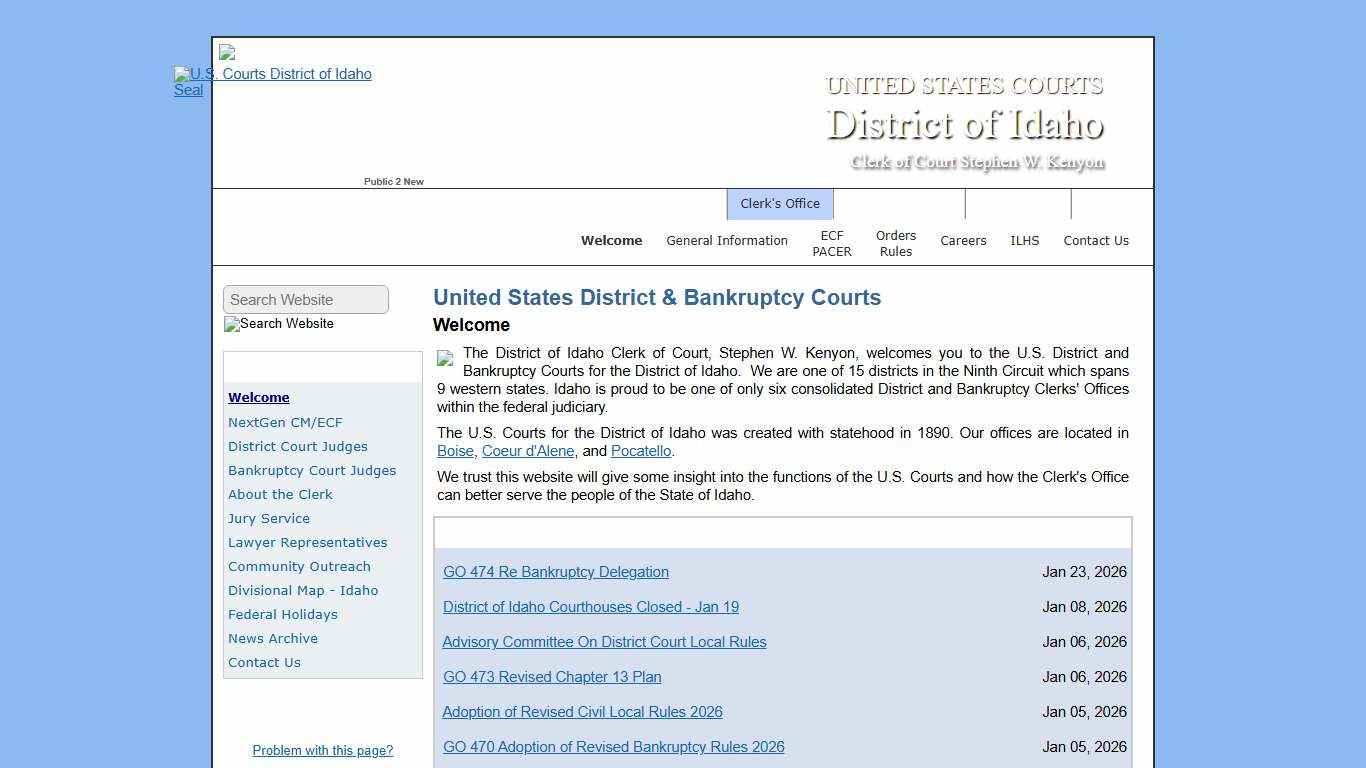 U.S. Courts, District of Idaho